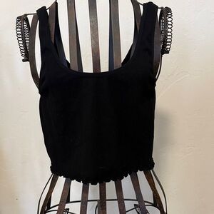 Bozzolo Black Ribbed Crop Top